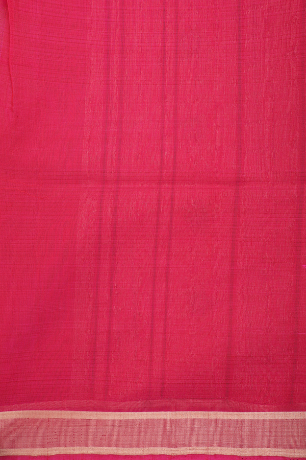 Kora Silk Cotton Saree In Lime Green With Zari Buttas