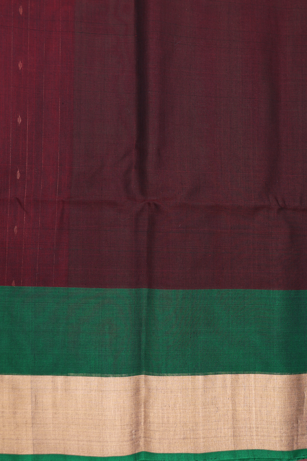 Kora Silk Cotton Saree In Maroon With Stripes Design