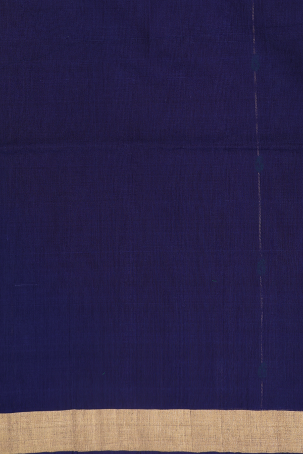 Kora Silk Cotton Saree In Navy Blue With Stripes Design