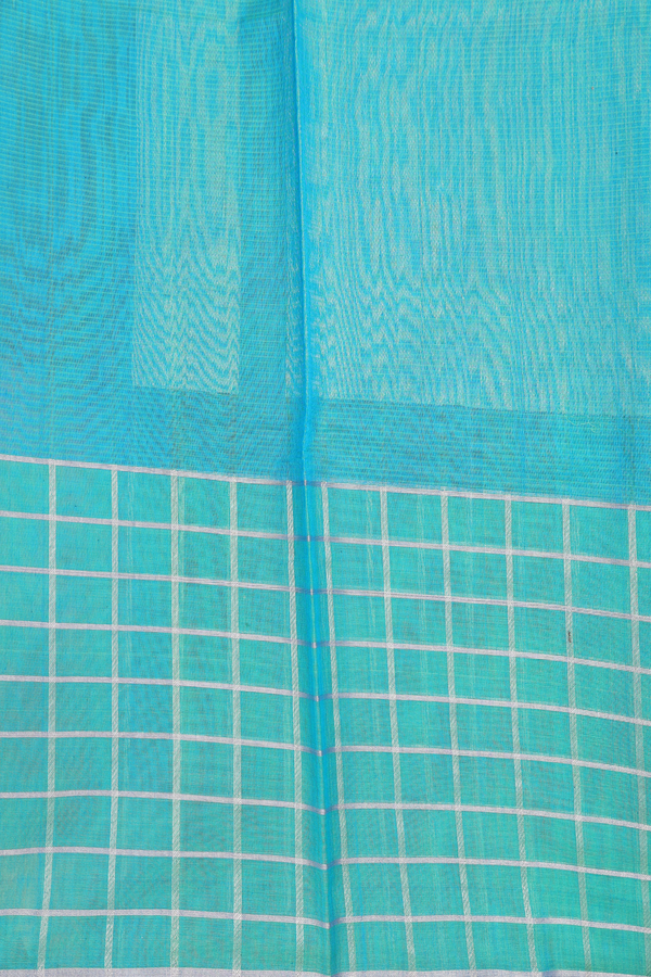 Kora Silk Cotton Saree In Ochre Orange With Checks Border