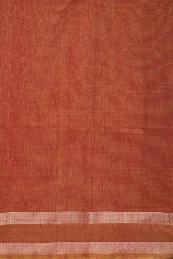 Kora Silk Cotton Saree In Olive Green With Floral Motifs