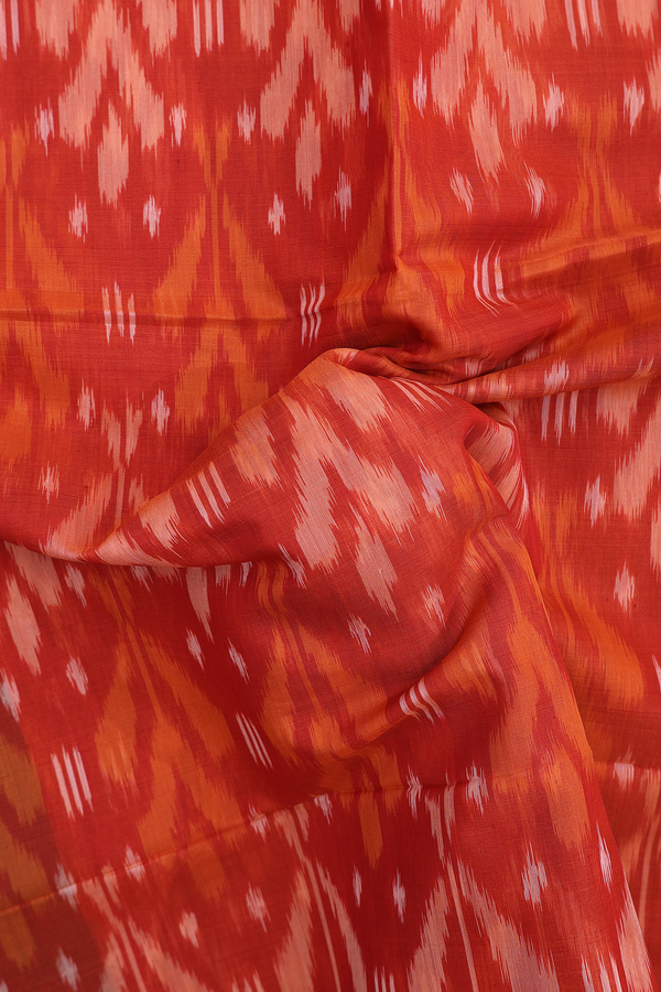 Kora Silk Cotton Saree In Orange With Allover Design