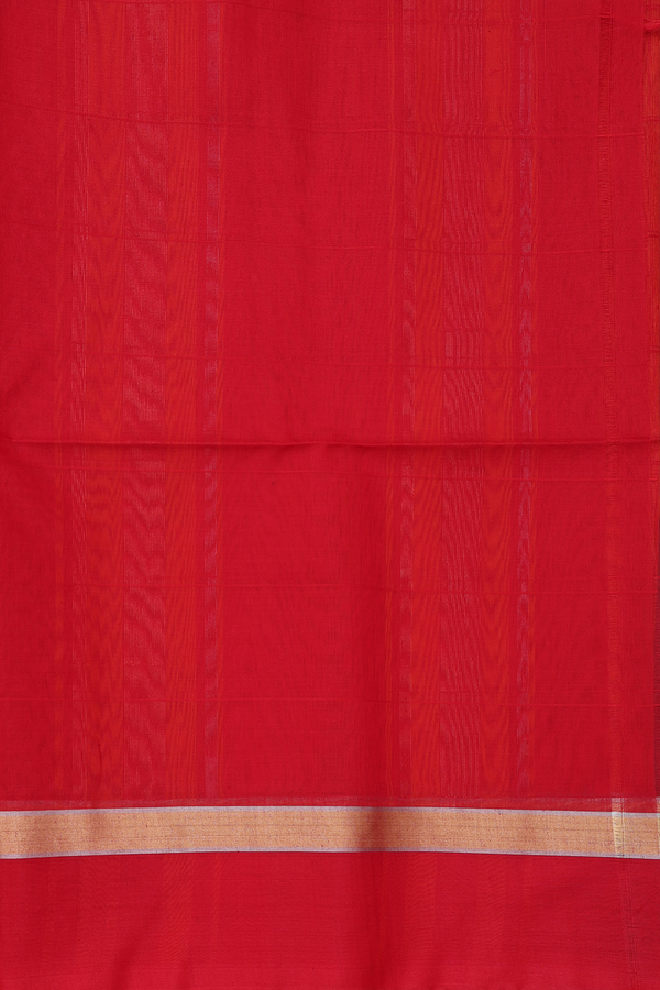Kora Silk Cotton Saree In Orange With Checks Design