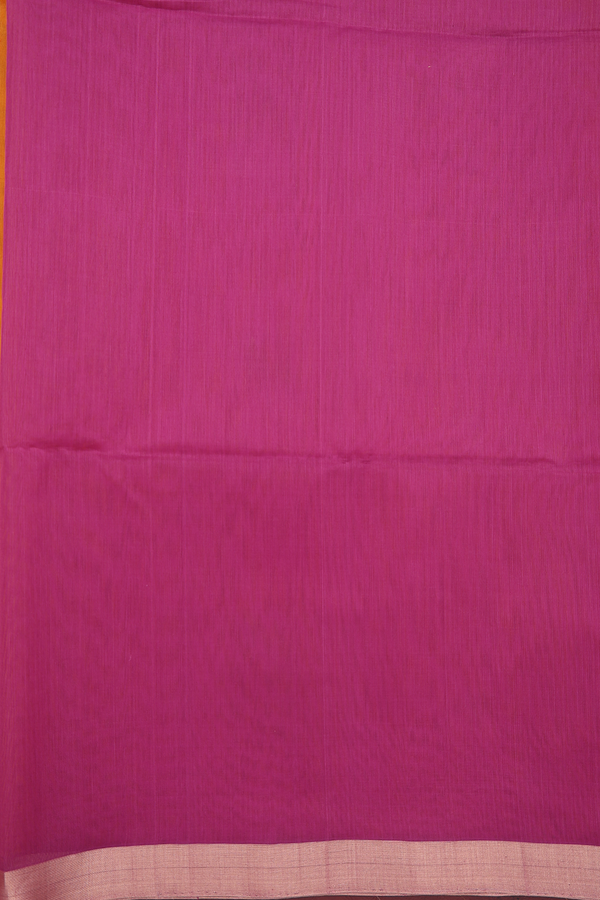 Kora Silk Cotton Saree In Orange With Peacock Motifs