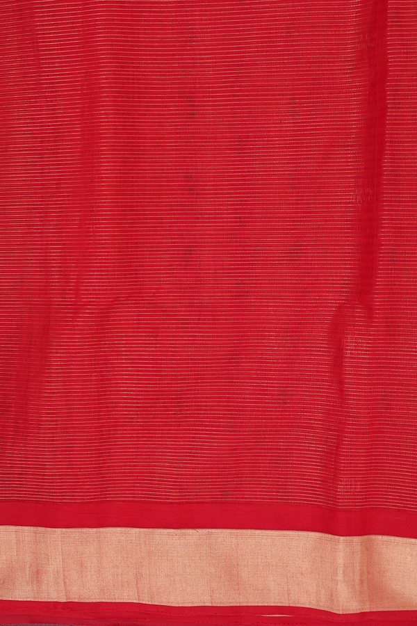 Kora Silk Cotton Saree In Orange With Stripes Design
