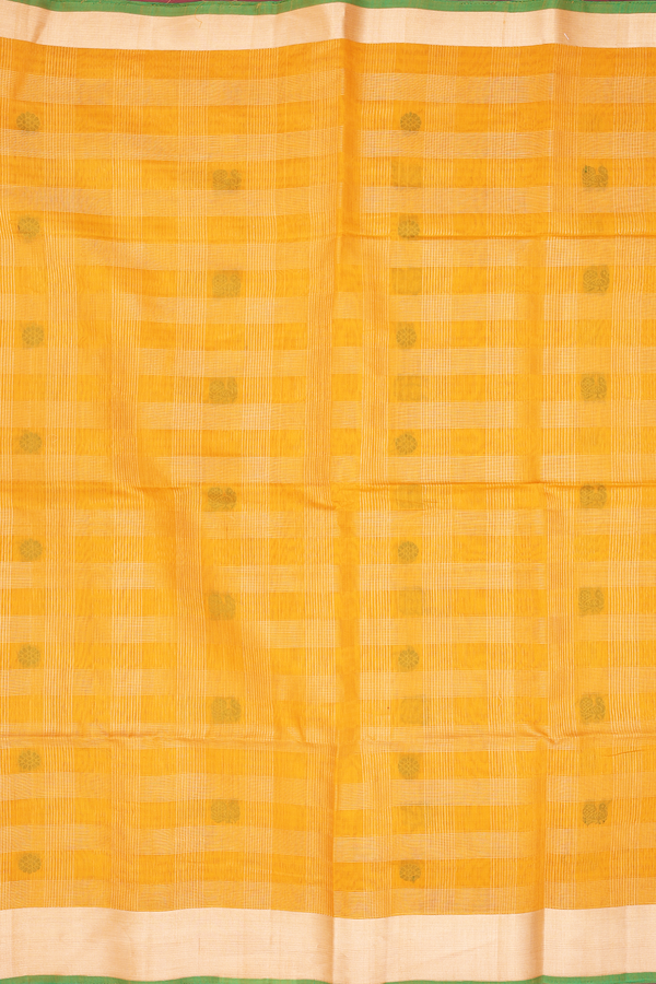 Kora Silk Cotton Saree In Orange With Stripes Design