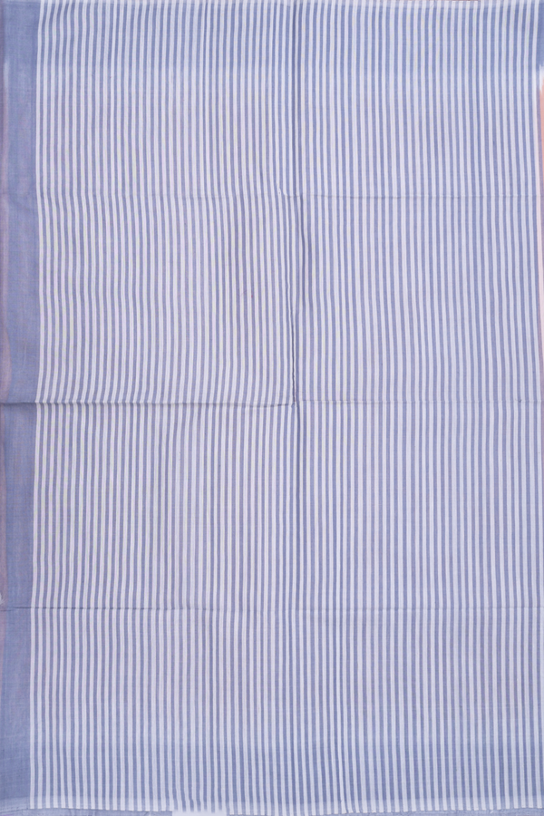Kora Silk Cotton Saree In Orange With Temple Border