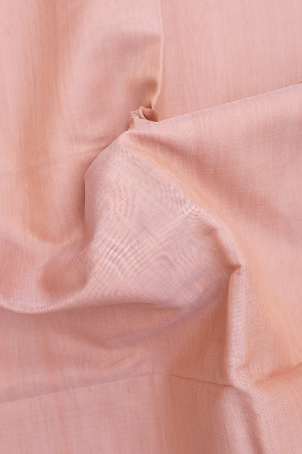 Kora Silk Cotton Saree In Orange With Temple Border