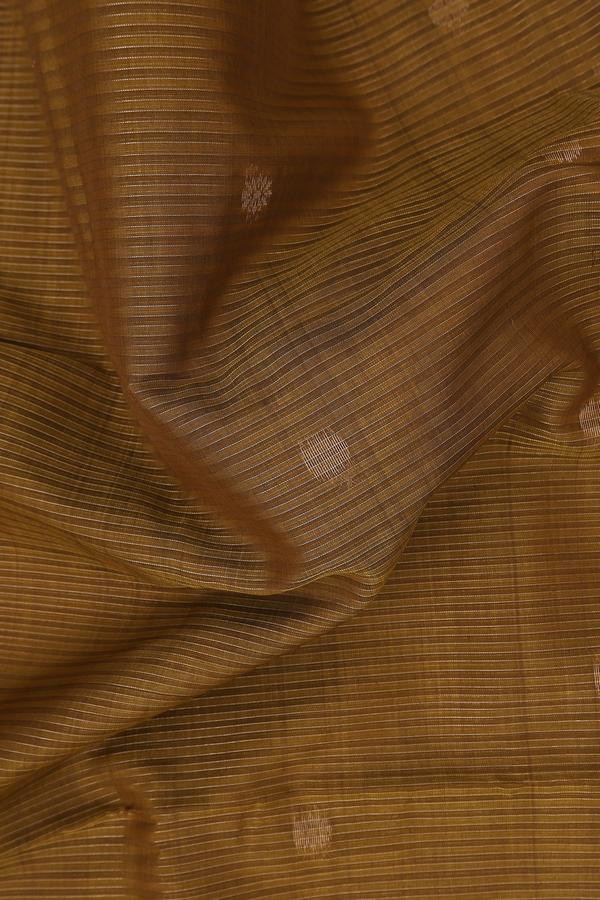 Kora Silk Cotton Saree In Orange With Zari Buttas