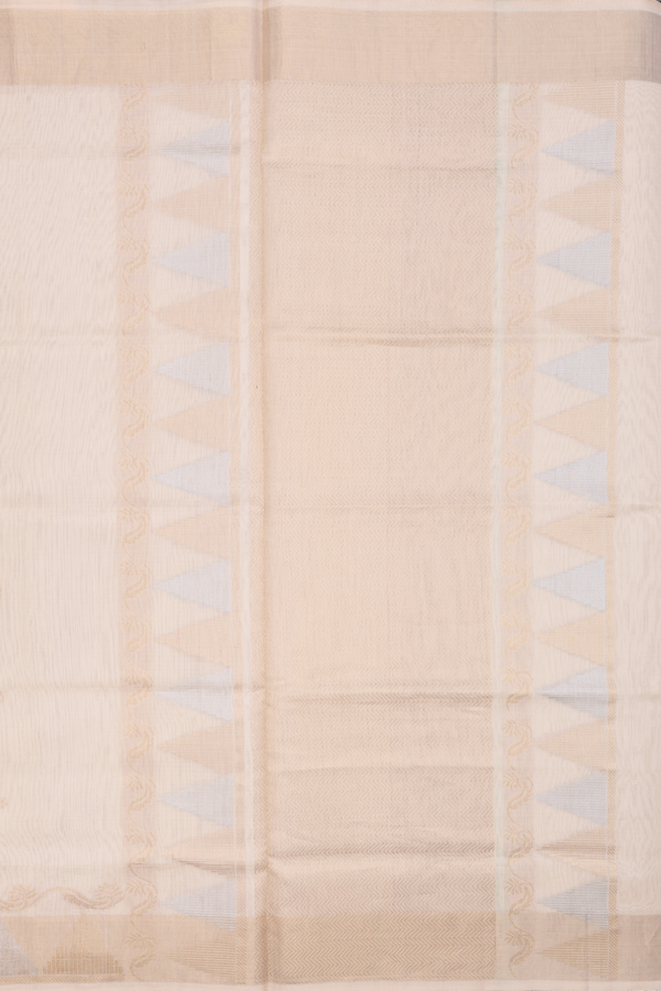 Kora Silk Cotton Saree In Pastel Tan With Zari Buttas