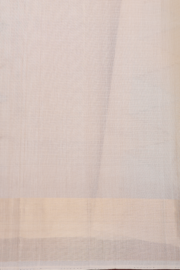 Kora Silk Cotton Saree In Pastel Tan With Zari Buttas