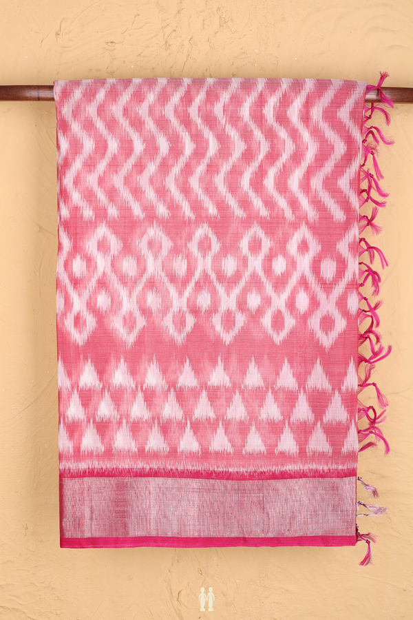 Kora Silk Cotton Saree In Dusty Red With Allover Design