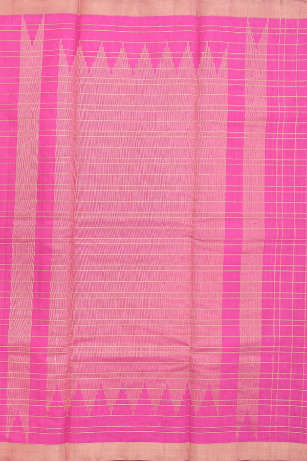 Kora Silk Cotton Saree In Pink With Checks Design