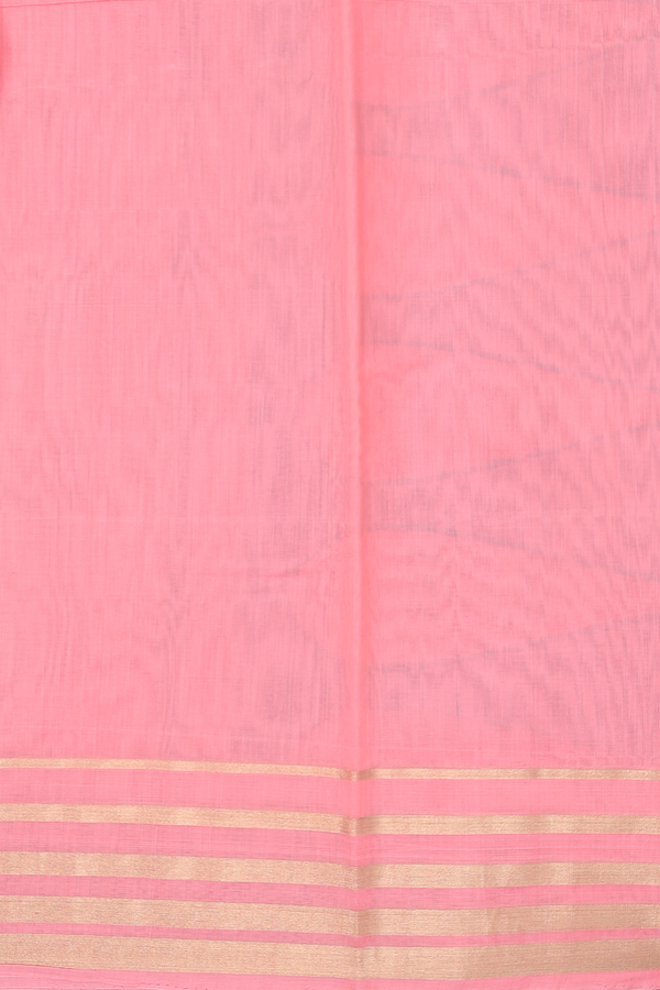Kora Silk Cotton Saree In Pink With Chevron Design