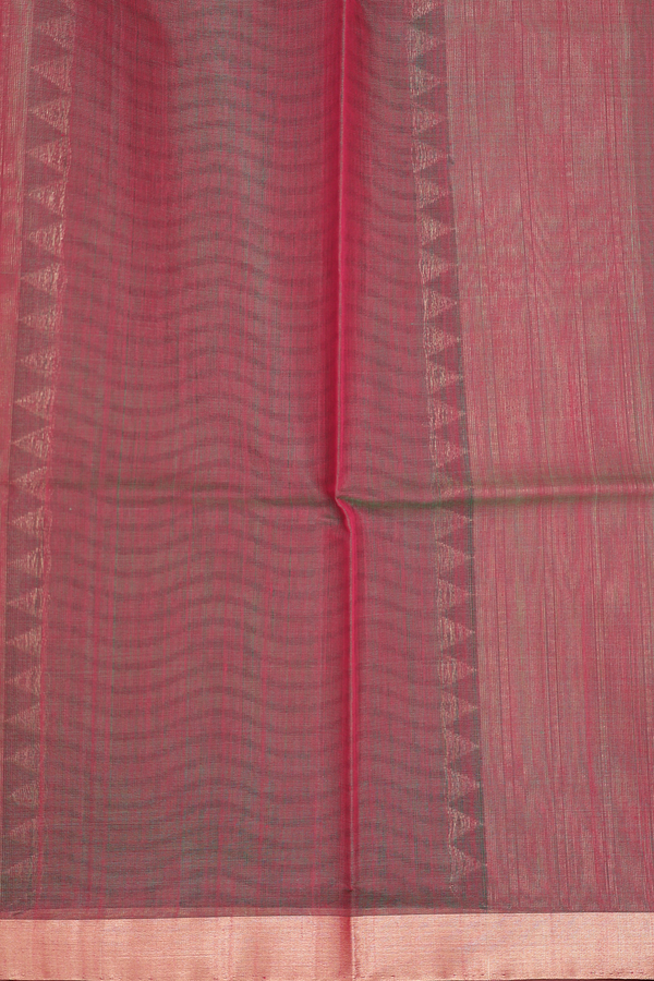 Kora Silk Cotton Saree In Pink With Contrast Border