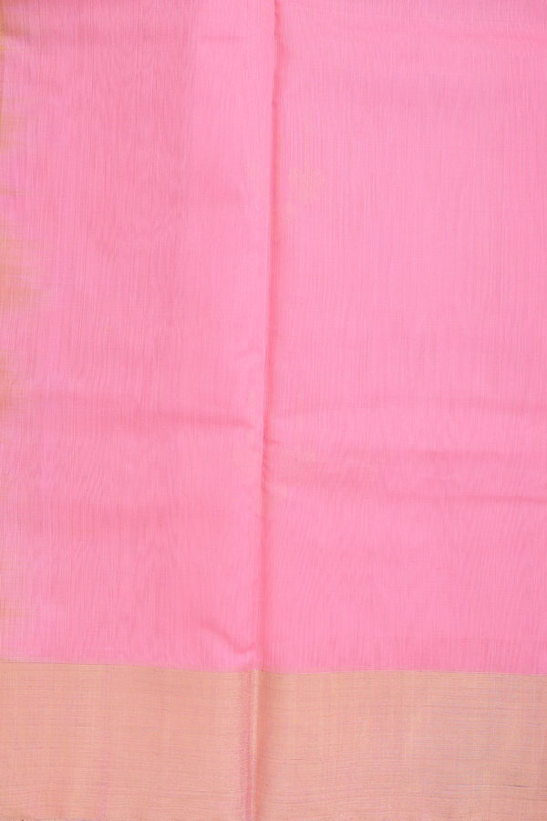 Kora Silk Cotton Saree In Pink With Floral Motifs