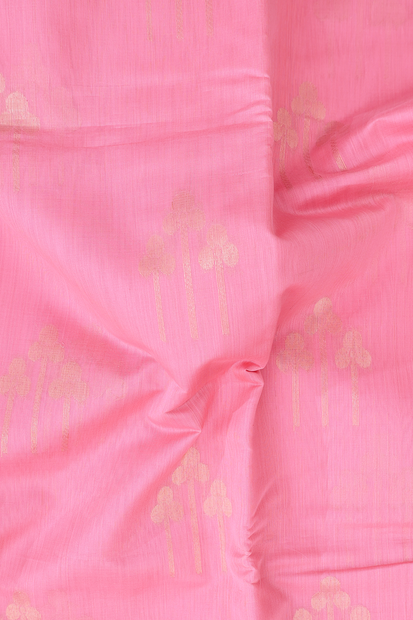 Kora Silk Cotton Saree In Pink With Floral Motifs