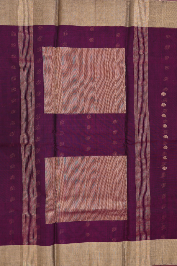 Kora Silk Cotton Saree In Plum Purple With Allover Design