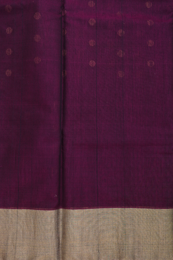 Kora Silk Cotton Saree In Plum Purple With Allover Design
