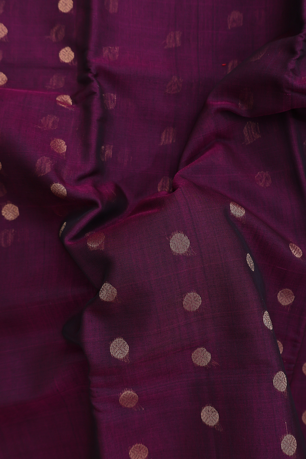 Kora Silk Cotton Saree In Plum Purple With Allover Design