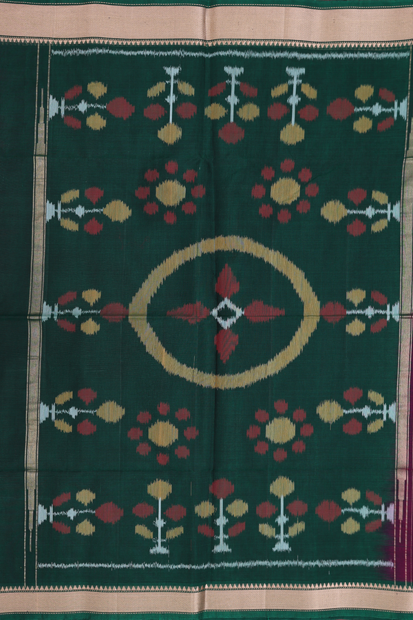 Kora Silk Cotton Saree In Plum Purple With Floral Buttas