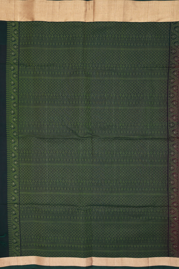 Kora Silk Cotton Saree In Plum Purple With Stripes Design
