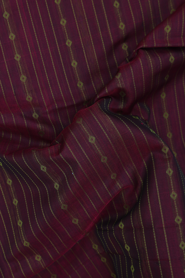 Kora Silk Cotton Saree In Plum Purple With Stripes Design