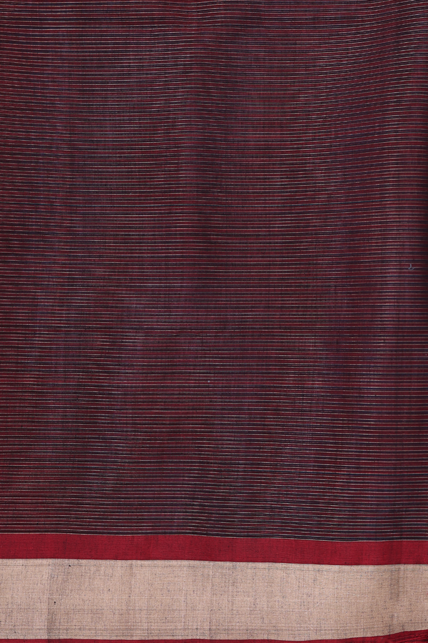 Kora Silk Cotton Saree In Teal Blue With Stripes Design