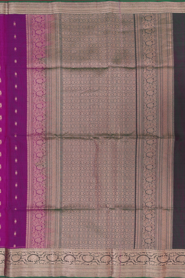 Kora Silk Cotton Saree In Purple Rose With Floral Buttas