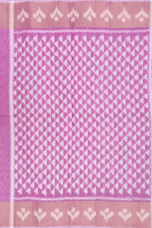 Kora Silk Cotton Saree In Purple With Chevron Design