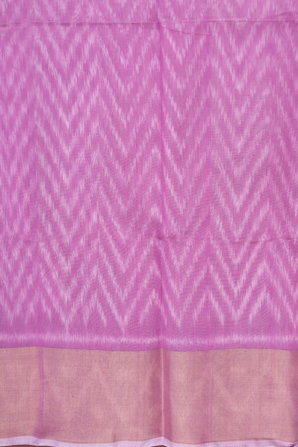 Kora Silk Cotton Saree In Purple With Chevron Design