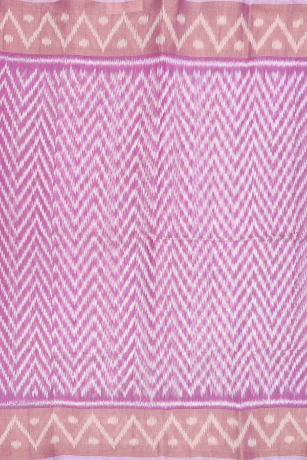 Kora Silk Cotton Saree In Purple With Chevron Design