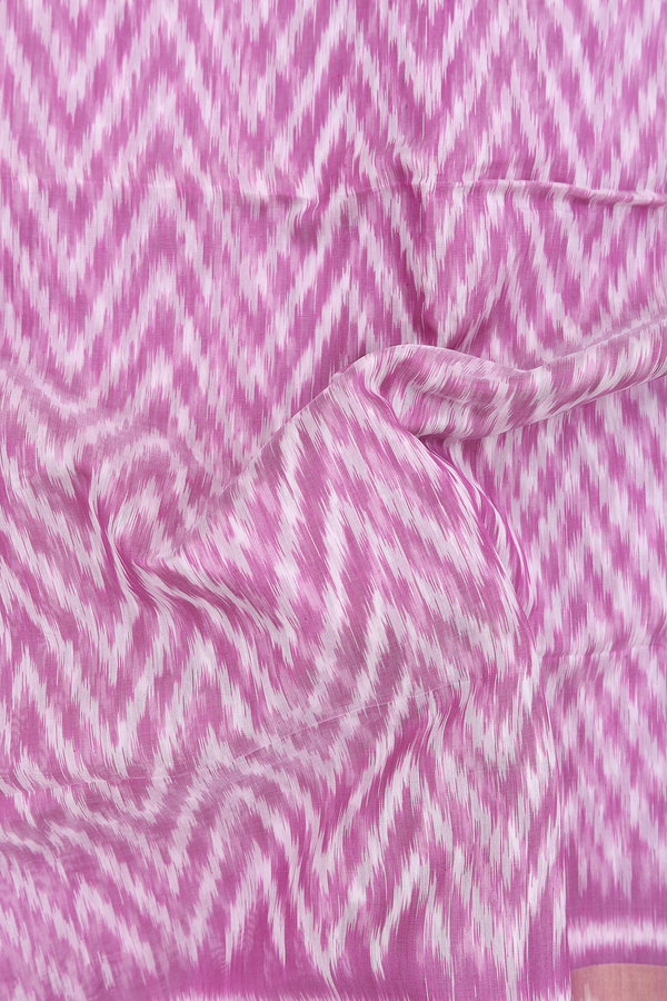 Kora Silk Cotton Saree In Purple With Chevron Design