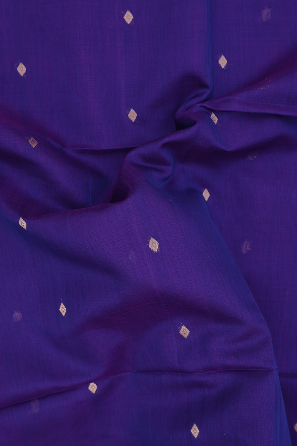Kora Silk Cotton Saree In Purple With Diamond Buttis