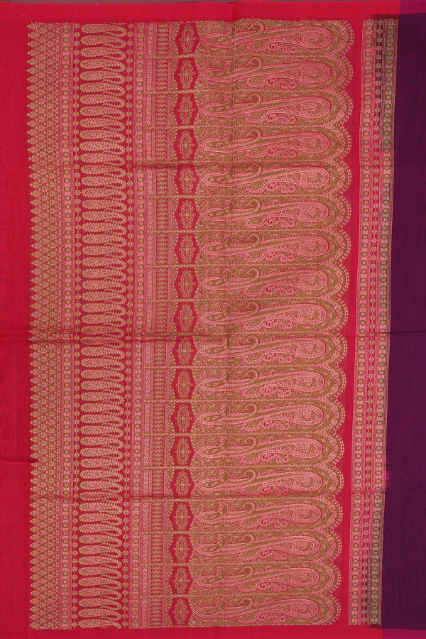 Kora Silk Cotton Saree In Purple With Floral Buttis