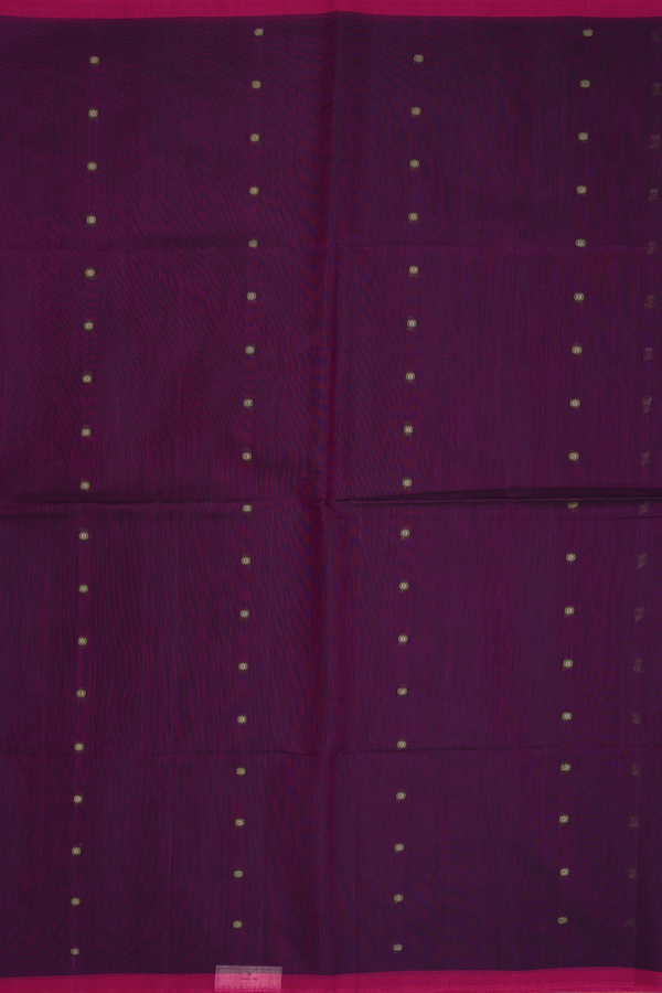 Kora Silk Cotton Saree In Purple With Floral Buttis