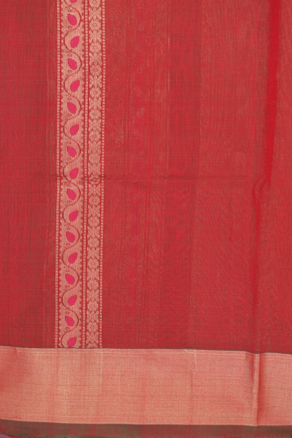 Kora Silk Cotton Saree In Rani Pink With Floral Buttas