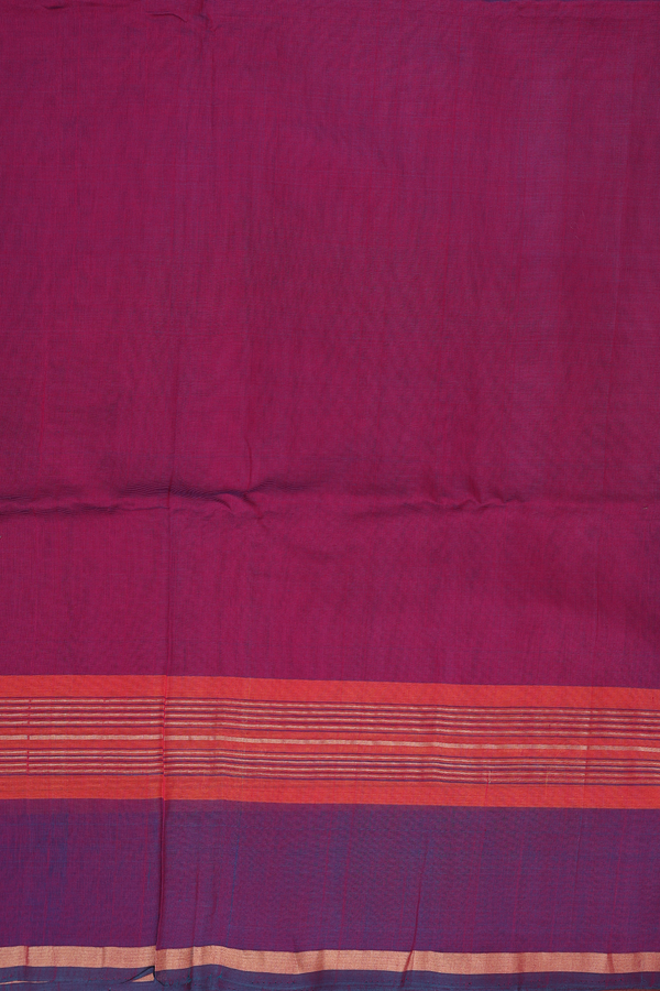 Kora Silk Cotton Saree In Rani Pink With Zari Buttas