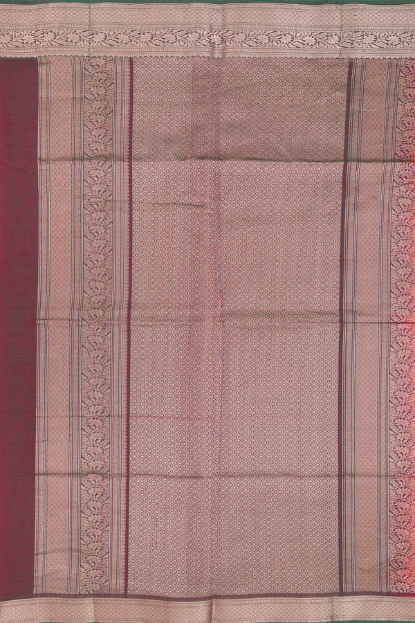 Kora Silk Cotton Saree In Red With Floral Buttas