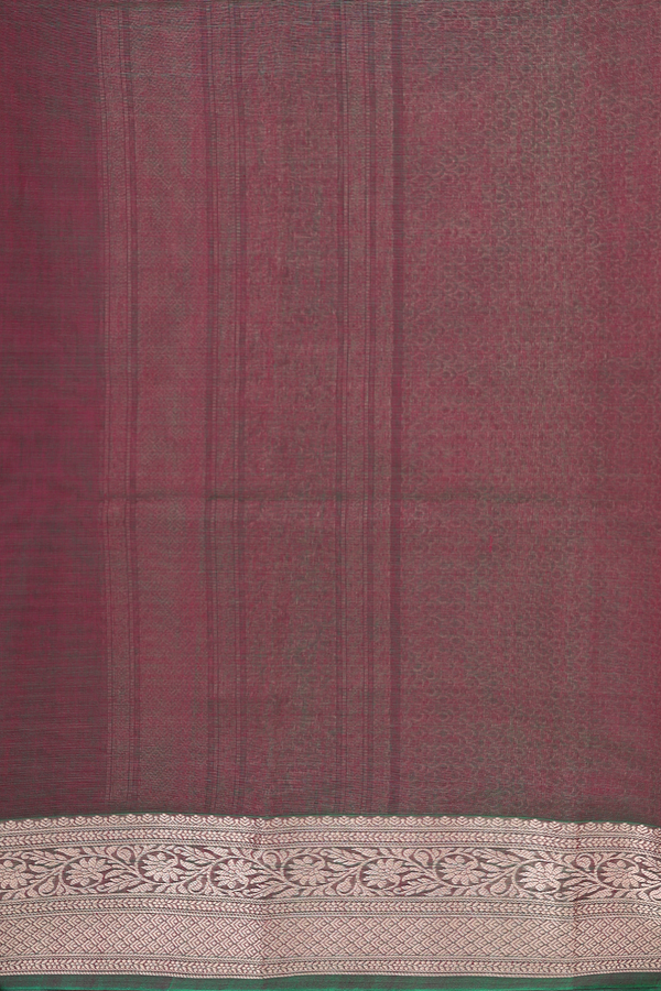 Kora Silk Cotton Saree In Red With Floral Buttas