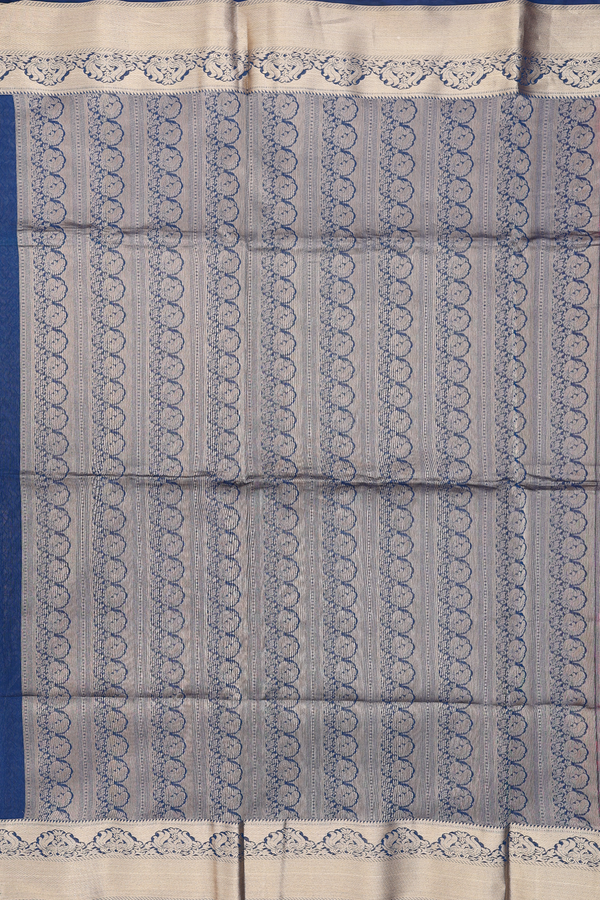 Kora Silk Cotton Saree In Dual Tone With Peacock Border