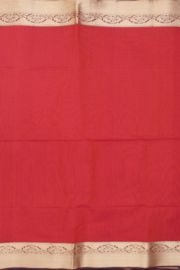 Kora Silk Cotton Saree In Dual Tone With Peacock Border