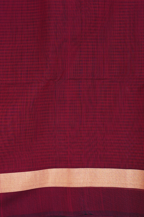 Kora Silk Cotton Saree In Red With Stripes Design