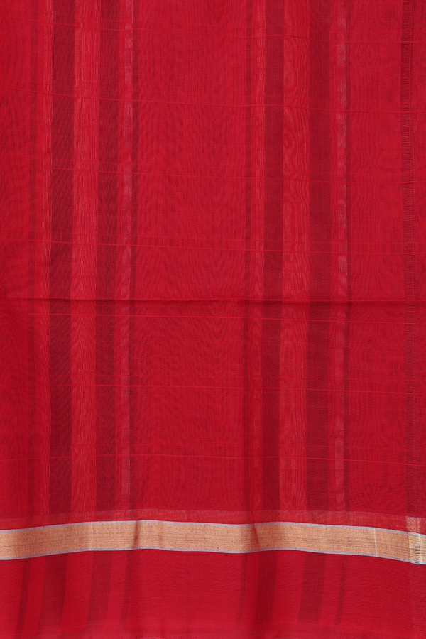 Kora Silk Cotton Saree In Royal Blue With Checks Design