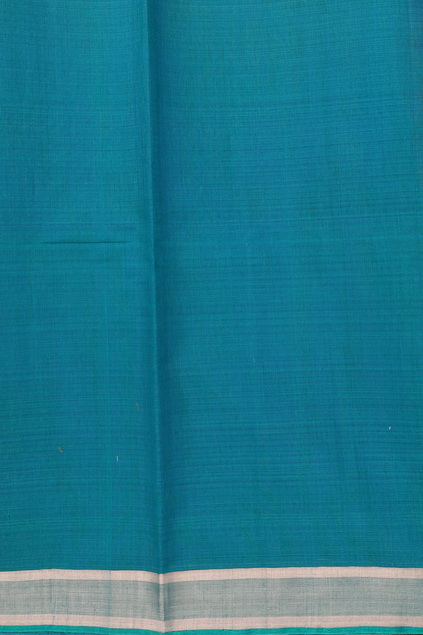 Kora Silk Cotton Saree In Royal Blue With Paisley Buttas