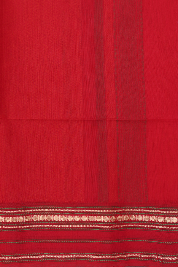 Kora Silk Cotton Saree In Honey Orange With Threadwork Buttas