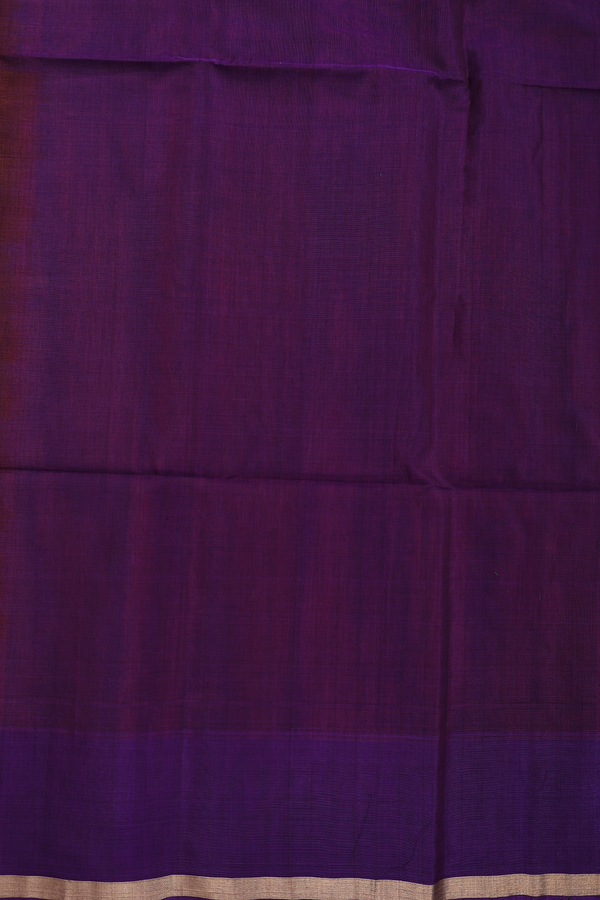 Kora Silk Cotton Saree In Rust Red With Peacock Motifs