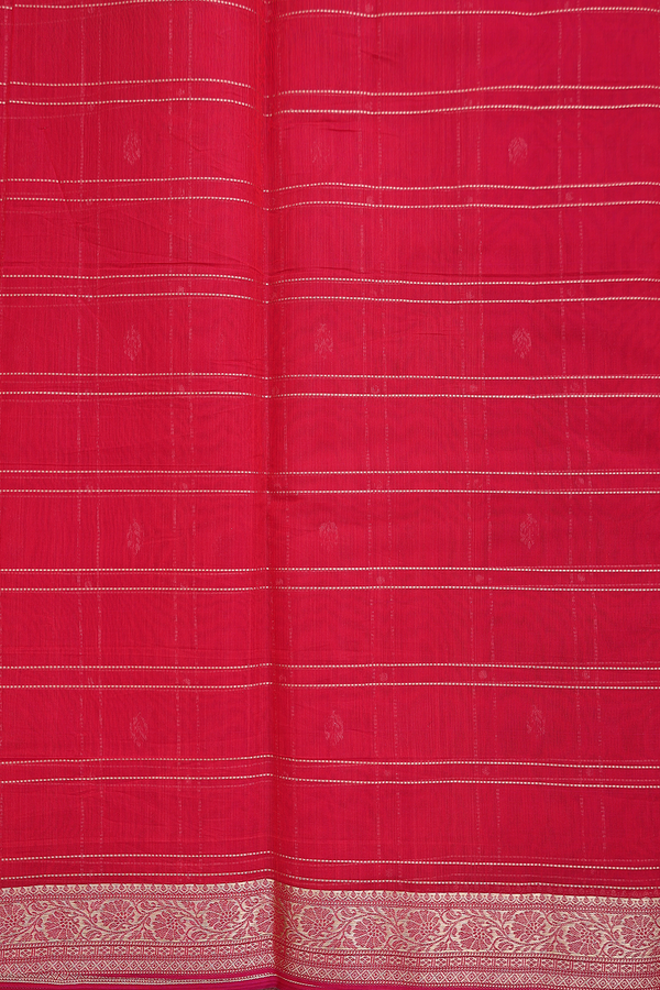 Kora Silk Cotton Saree In Scarlet Red With Checks Design