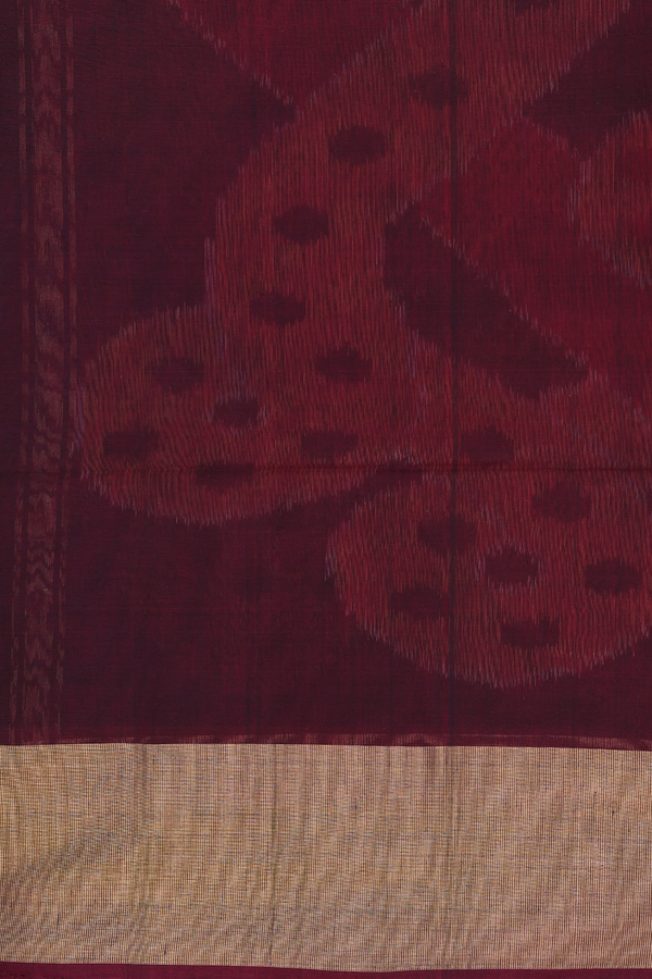 Kora Silk Cotton Saree In Sea Green With Ikat Design