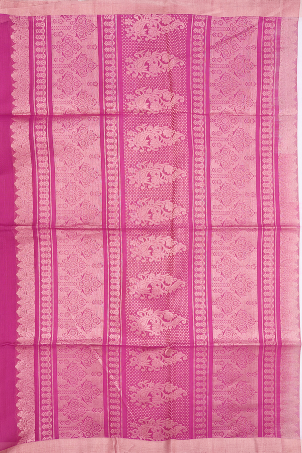 Kora Silk Cotton Saree In White With Zari Buttas